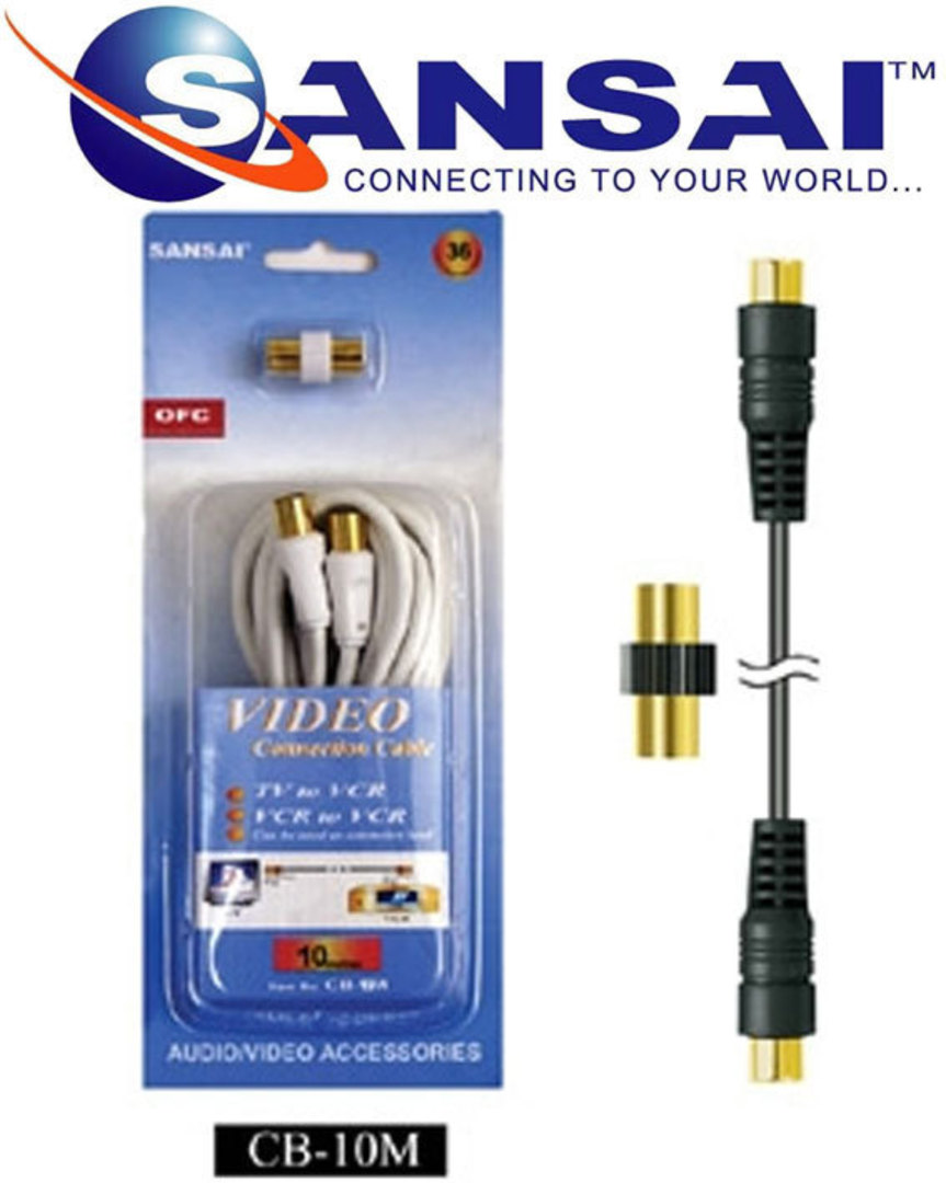 SANSAI Coax Cable TV Plug to TV Plug 10m image 0